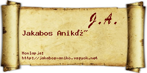 Jakabos Anikó névjegykártya